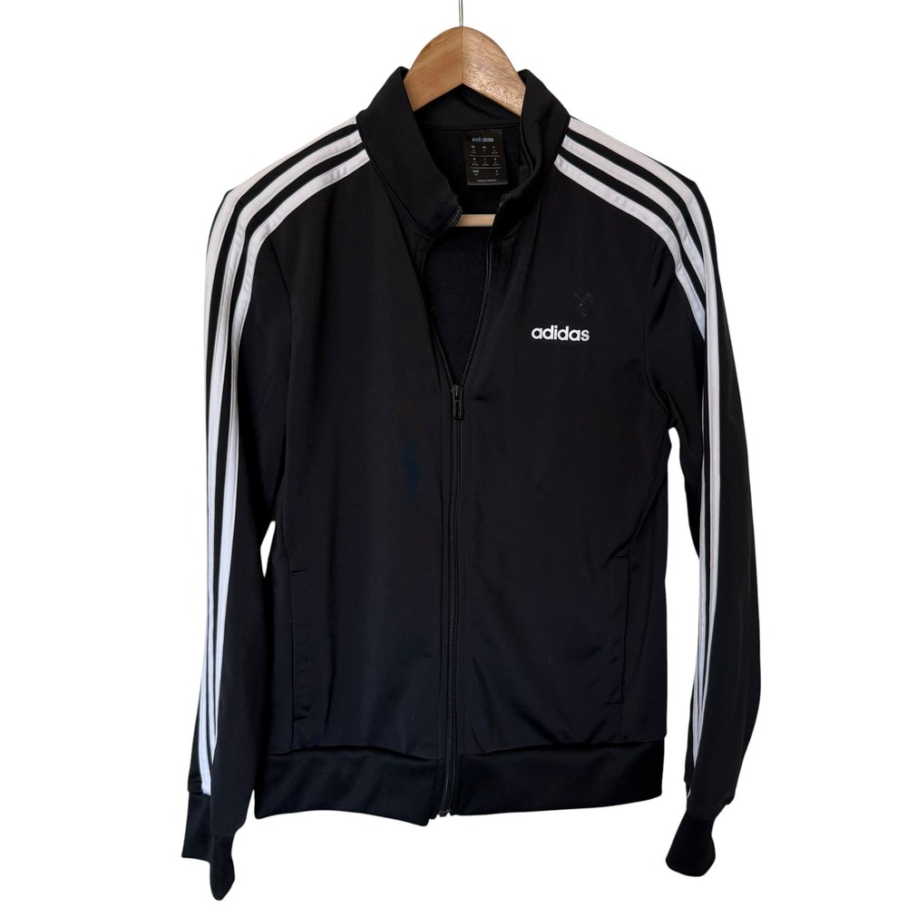 Adidas Track Jacket Womens Small Black DP2406 Good 3-Stripe Zip Up Sportswear